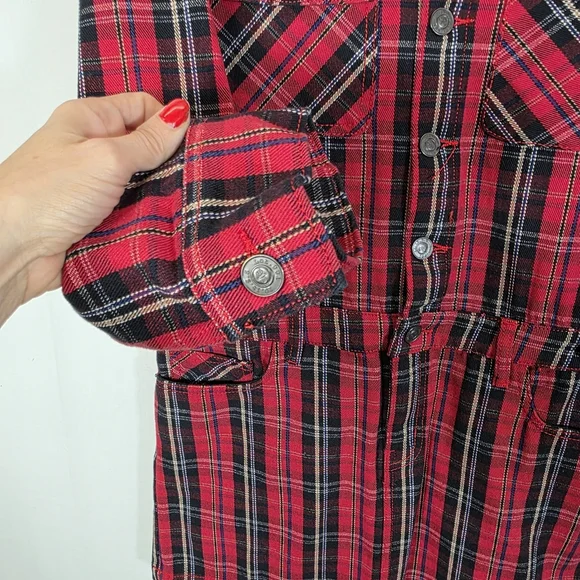 NWT Current/Elliott The Jumpsuit Dress Red Tar Plaid Size 2 (M) - Picture 4 of 14